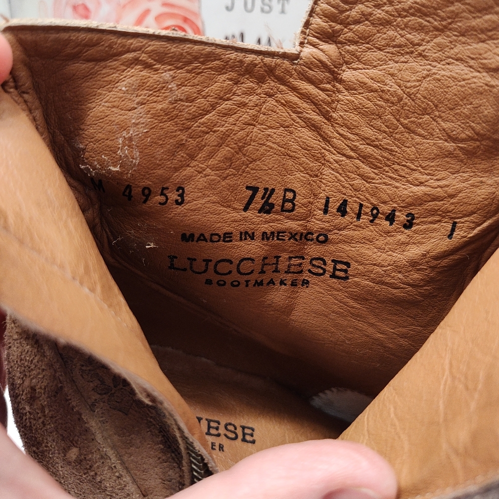 🥰EUC Lucchese Catalina Floral Genuine Leather Distressed Zip Ankle Boots, 7.5 - Picture 13 of 16
